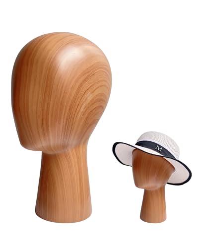 Mannequin Head Block, Hat and Wig Display Stand, Imitation Wooden Wig Head Stand, Abstract Dome Model Head, Manikin Head Hat Holder for Shop, Hair Salon, Home Decor, Durable GFRP Material
