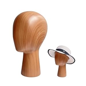 CHADWICK Mannequin Head Block, Hat and Wig Display Stand, Imitation Wooden Wig Head Stand, Abstract Dome Model Head, Manikin Head Hat Holder for Shop, Hair Salon, Home Decor, Durable GFRP Material