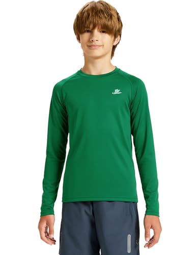 Image of DEVOROPA Youth Boys Compression Shirt Long /Short Sleeve Football Baseball Undershirt Quick Dry Kids Sports Baselayer Crewneck