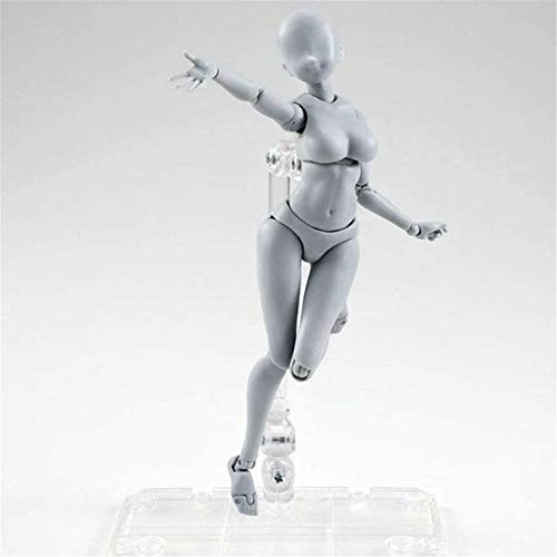 VAlink 13-15cm Artists Sketch Movable Limb Action Figure Model,Flexible Body Human Mannequin Kit,Articulated Kids Student Assemble Painting Toy,with Display Base and Pose Parts, Gray (B) - Thumbnail 4