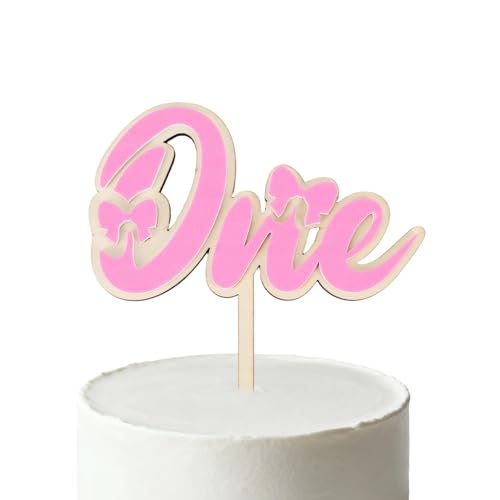 Décoration Gâteau d'Anniversaire avec Nœud, Décoration Gâteau en Bois pour Baby Shower Premier Anniversaire Révélation du Sexe Accessoire Photo