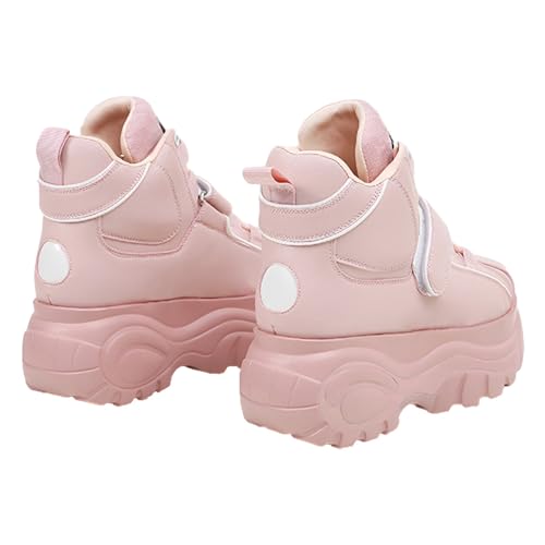 Image of ANUFER Women's Goth Punk High /Low Top Platform Chunky Sneakers Lace Up Wedgel Heel Dad Shoes
