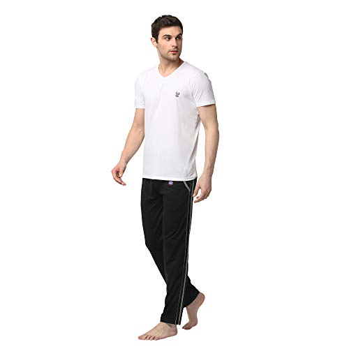 Image of Mack Jonney Cotton Blend Night Suit Co-ord Set for Men with V-Neck Half Sleeve T-Shirt and Track Pant-VJ-MNS-TTP-GROUP14