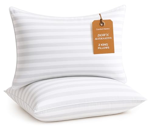 Comfort Mantra King Size Pillows Set of 2– Soft Yet Supportive Down Alternative Pillows for Side & Back Sleepers – Hotel-Quality Down Pillow Feel – Firm Support for Neck & Back – Set of 2