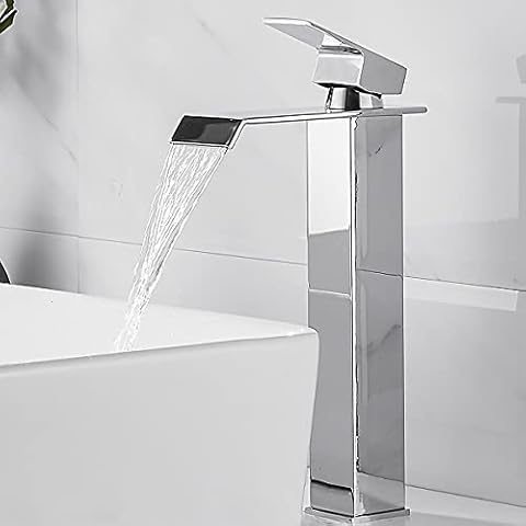 Dolinvo Grifo de Lavabo Cascada Monomando de Baño Cromado Plateado Cover