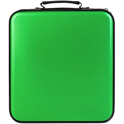 TIMCORR CD Case DVD Holders Storage - 432 Capacity Hard Plastic DVD Case Holder Organizer Portable Storage Case Disc Holder Folder Blu Ray Album Sleeves for Car Home Travel | Audio Music (Green) Cover