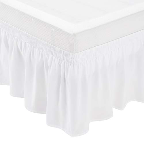 Amazon Basics Lightweight Elegantly Styled Ruffled Bed Skirt, Three Sided Wrap Around With Easy Fit Elastic, 16" Drop- Twin/Twinxl, Bright White #TOP18