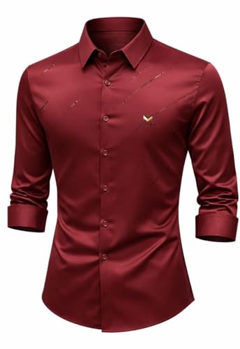 IndoPrimo Men’s Premium Satin Shirt for Party, Formal & Casual We...