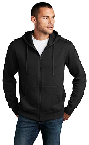 District Perfect Weight Fleece Full-Zip Hoodie DT1103 L Jet Black