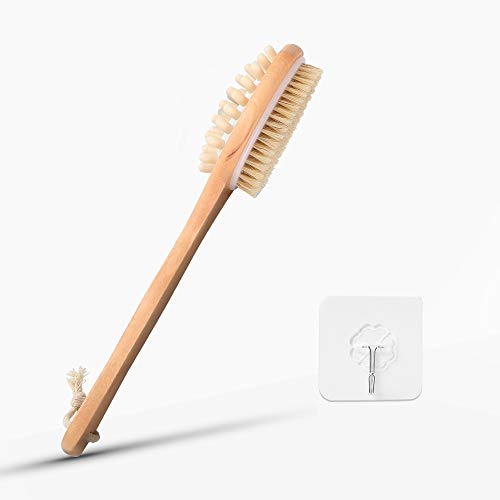 Body Brush with Two Sides Design for Wet or Dry Brushing - HOUSAILEI Back Scrubber for Shower Features Soft and Stiff Bristles to Help Exfoliate and Scrub the Skin Pretty Well,Sturdy Bath Brush