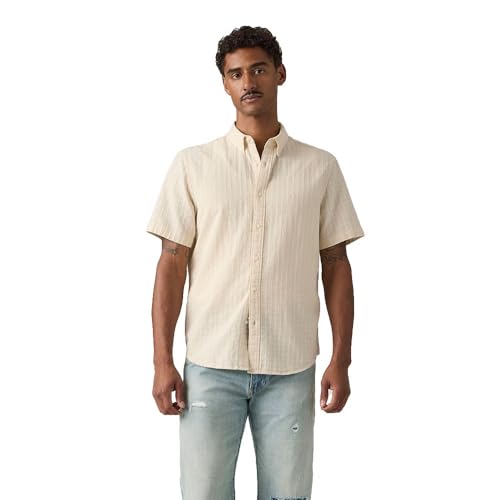 Levi’s Homme Chemise Manches Courtes, Relaxed Fit, Blanc Cassé (Oatmeal), S