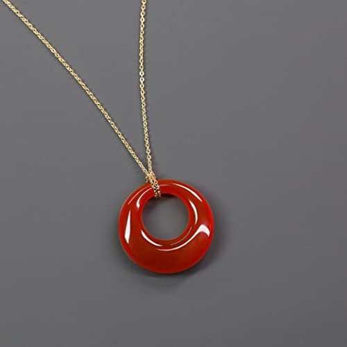 Coai Boho Fashion Circle Real Carnelian Crystal Pendant Necklace For Women #TOP2
