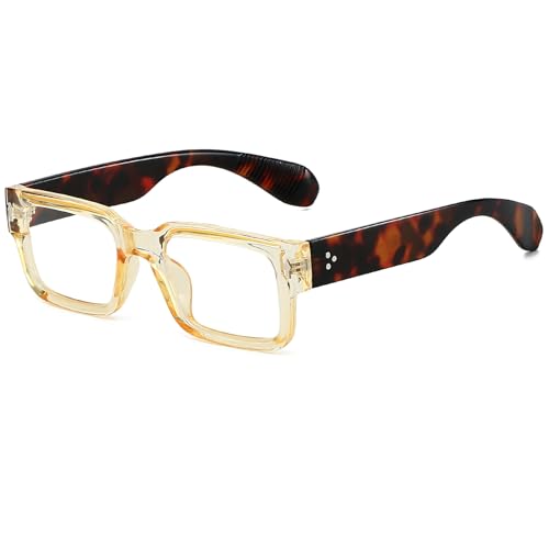 Image of Breaksun Rectangle Glasses for Men Women Square Blue Light Glasses Thick Frame Black Eyeglasses