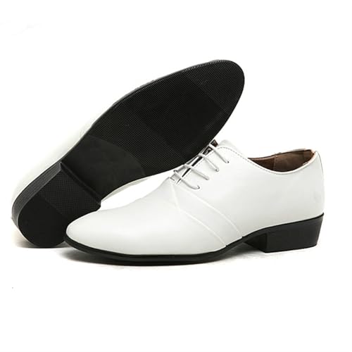 Oxford Shoes for Men Men's Leather Dress Shoes Classic Lace-Up Pointed Toe Flat White Shoes for Formal and Casual Wear4