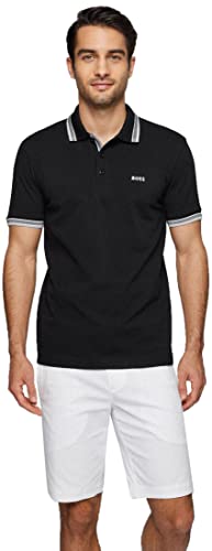 BOSS Herren Paddy Curved Polohemd, New - Black001, L EU
