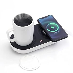 Coffee Mug Warmer, MINXUE Drink Cooler with Wireless Charger for Home Office Desk Use,Warming, Cooling and Charging All in 1