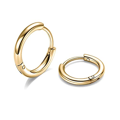 Image of 316L Surgical Stainless Steel Huggie Hoop Earrings 6mm 8mm 10mm 11mm 12mm 14mm Hypoallergenic Earrings Hoop Cartilage Helix Lobes Hinged Sleeper Earrings For Men Women