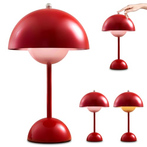 AVCXEC Led Flowerpot Tischlampe Kabellos, Akku Pilz Lampe, Tischleuchte Dimmbar Pilz Mit 3 Helligkeitsmodi, Wiederaufladbar Flowerpot Lamp Für Schlafzimmer, Wohnzimmer, Restaurants, Büro