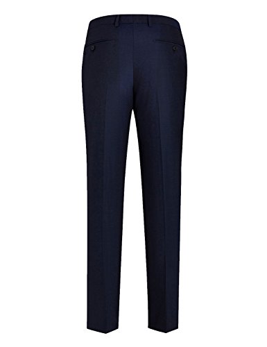 HBDesign 2015 Mens Formal Modern Slim Fit Flat Straight Navy Blue Iron Free Pants2