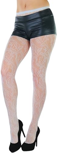Image of ToBeInStyle Women's Elegant Floral Lace Inspired Spandex Net Full Length Tights