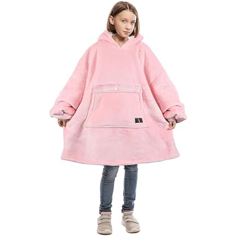 Catalonia Blanket Hoodie for Kids, Oversized Wearable Sherpa Sweatshirt Pullover for 7-16 yr Teens Youth, Kids Gift Idea Cover