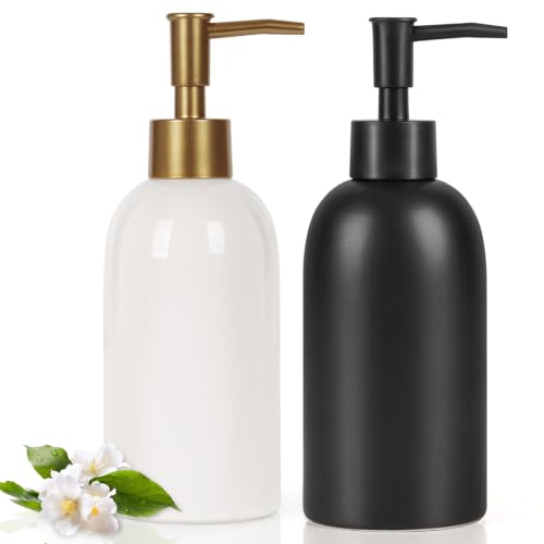 Image of 14OZ Hand and Dish Soap Dispenser Set for Bathroom & Kitchen (White+Black)