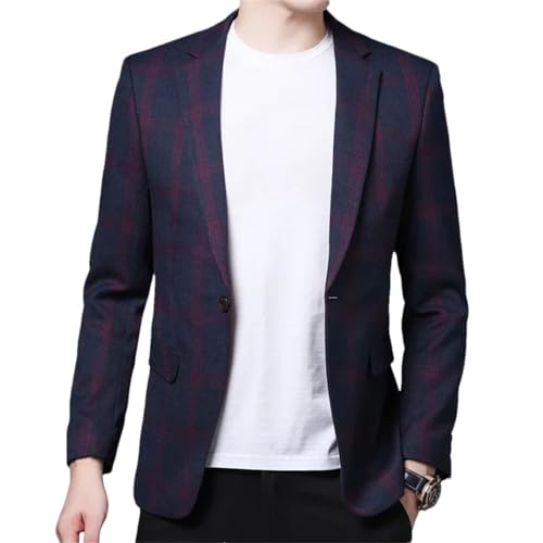Men's Plaid Single Button Business Slim Youth Professional Formal Suit - Main Image