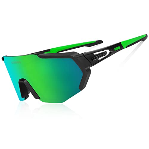 Queshark Gafas De Sol Polarizadas para Ciclismo con 3 Lentes Intercambiables, Protección UVA & UVB, Bicicleta de Carretera MTB Gafas de Ciclismo,Certificación CE