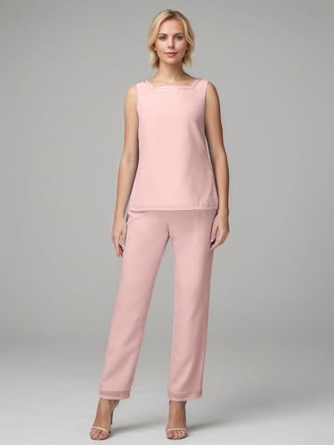 3 Pieces Long Sleeves Mother of The Bride Pants Suits with Jacket Chiffon Formal Evening Dress4