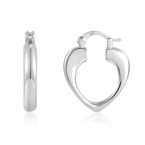 ALEXCRAFT Herz Ohrringe Silber 925 Damen Klein Creolen Breit Silber für Damen Geschenk für Frauen Freundin Mama Mädchen