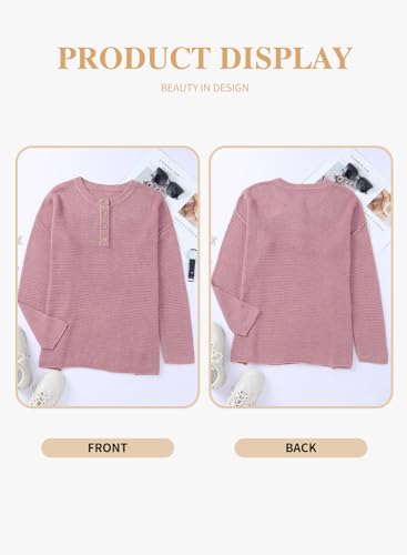 Image of Eytino Womens Plus Size Sweaters Casual Long Sleeve Loose V Neck Button Henley Tops Pullover Knit Jumpers,(1X-5X)