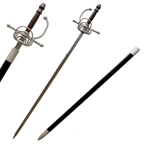 Sword Valley Maelles Triumph Blade with Scabbard - Laser-Cut Stainless Steel | 117cm/46.06 Total Length | Aluminum Handle | Decorative Collection Piece (Silver Blade+Brown Grip)