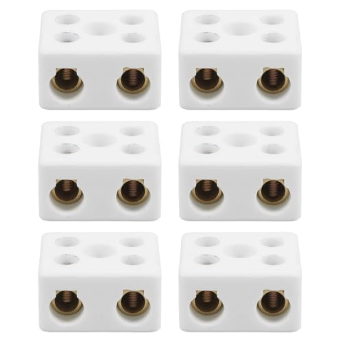 Conector de cable eléctrico resistente de porcelana de 2 vías y 5 orificios, 6 piezas