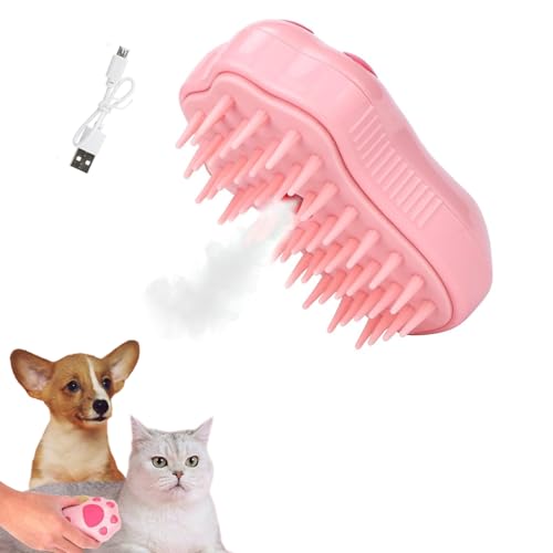 Image of Cat Steam Brush - New 3-in-1 Rechargeable Self-Cleaning for Shedding, Massage & Hair Cleaning, Cat Brush with Steam Suitable for All Cats & Dogs(Pink)