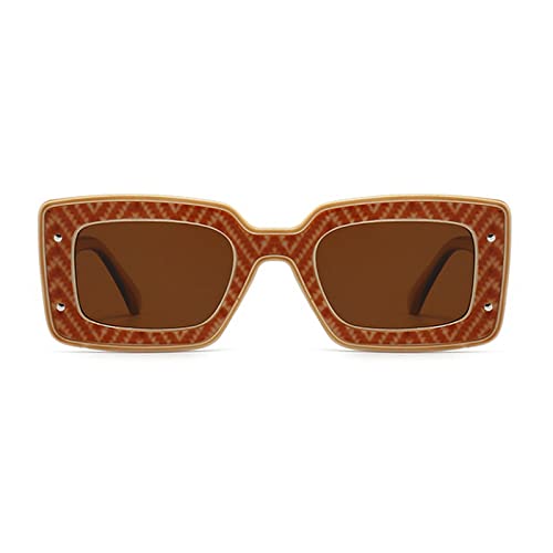 Image of Fashion Square Sunglasses For Women Men Rivet Decoration Luxury Ladies Sun Glasses UV400 Shades Lady Leopard Eyewear