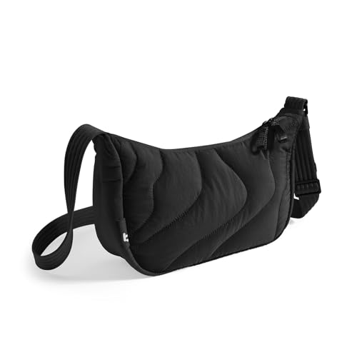 tomtoc 3.5L Puffer Sling Crossbody Bag for Women Trendy, Nylon Quilted Crescent Shoulder Bag Purses for Cellphone and Daily Essentials, Puffy Travel Hobo Handbag with Adjustable Strap & Inner Pockets