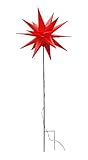 Bonetti 3D Leuchtstern inkl. warm-weißer LED Beleuchtung | für Innen und Außen geeignet | hängend | 7,5 m Zuleitung (rot, ca. 57x44x48 cm mit Erdspieß (Netzstecker))