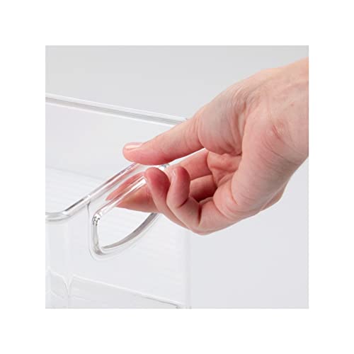 mDesign Plastic Video Game and DVD Storage Organizer - Game and Movie Disc Holder Bin with Handles for Home Media Console Stand and Closet Shelf - Ligne Collection - 8 Pack - Clear - Image 6