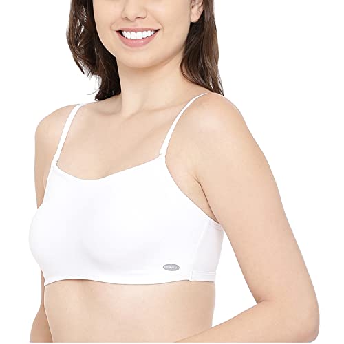 Image of Enamor Moulded Double Layer Front Women's Cotton Cami Bra - Detachable Slim Straps with Back Keyhole, Non Padded, Wirefree, High Coverage - A022 (Pack of 2)