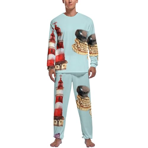 Pijama homme haut et bas manche longue en coton Phare Bateau pour la nuit