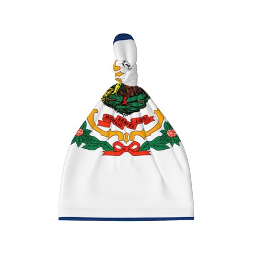 West Virginia Flag Print Newborn Baby Hat, Soft Top Knotted Beanie Cap, Cute Infant Headwear for 0-6 Months Welcome Party Black