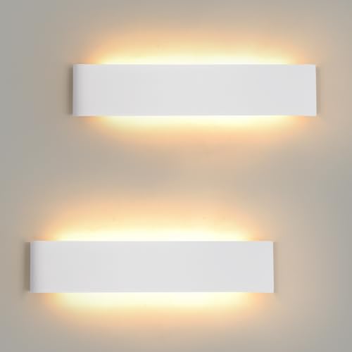 Mille Lucciole 18W LED Wandleuchte Innen Moderne Wandlampe Up Down Wandbeleuchtung Weiß Wandlampen 28cm Wall Lamp Indoor für Schlafzimmer Wohnzimmer Treppenhaus Beleuchtung Korridor Wand Licht 2 Stück