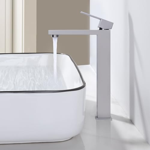 ARCORA, rubinetto per lavabo, rubinetto da bagno ad alta pressione in acciaio inossidabile 304, miscelatore per lavandino con tubi di collegamento da 50 cm, nichel spazzolato