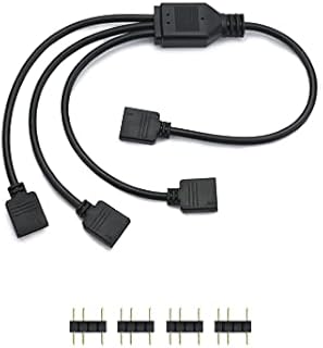 QWORK Rozgałęźnik ARGB, 5 V, 3-pin, rozgałęźnik argb, 1 gniazdo na 3 wtyczki, 30 cm, do chłodzenia procesora i wentylatora 5 V ARGB