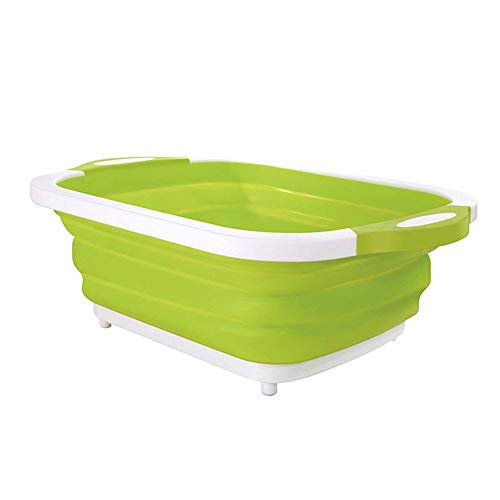 Luckybaby Lavadero Cesto de desagüe Plegable Tabla de Cortar Cesto de Alimentos Cubo de Hielo, Multifunción Plato Plegable Tina Fregadero Tabla de Corte Colador Colador