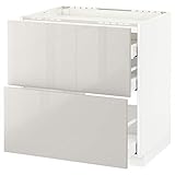  METOD/MAXIMERA base cab f plaque de cuisson/2 façades/3 tiroirs, 80x60 cm, blanc/Ringhult gris clair