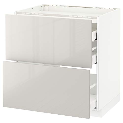 METOD/MAXIMERA base cab f hob/2 fronts/3 drawers, 80x60 cm, white/Ringhult light grey
