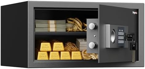 1 Cubic Feet Safe Box, Digital Security Lock Box with Shelf & Keypad & Combination, Alloy Steel Digital Home Safe for Home, Office, Hotel or Business, 17"W x 14.57"D x 9.25"H