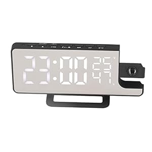 Spiegelwekker, Temp Projection Clock Snooze 6 Brightness with Radio for Office for Home
