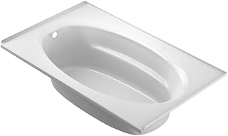 SIGNATURE Acrylic Drop-In Bathtub, Soaking Sanctuary, Slip Resistant, Left Drain Placement, 72" (L) x 42" (W), Oval In Rectangle, 3-Tile Flange, White